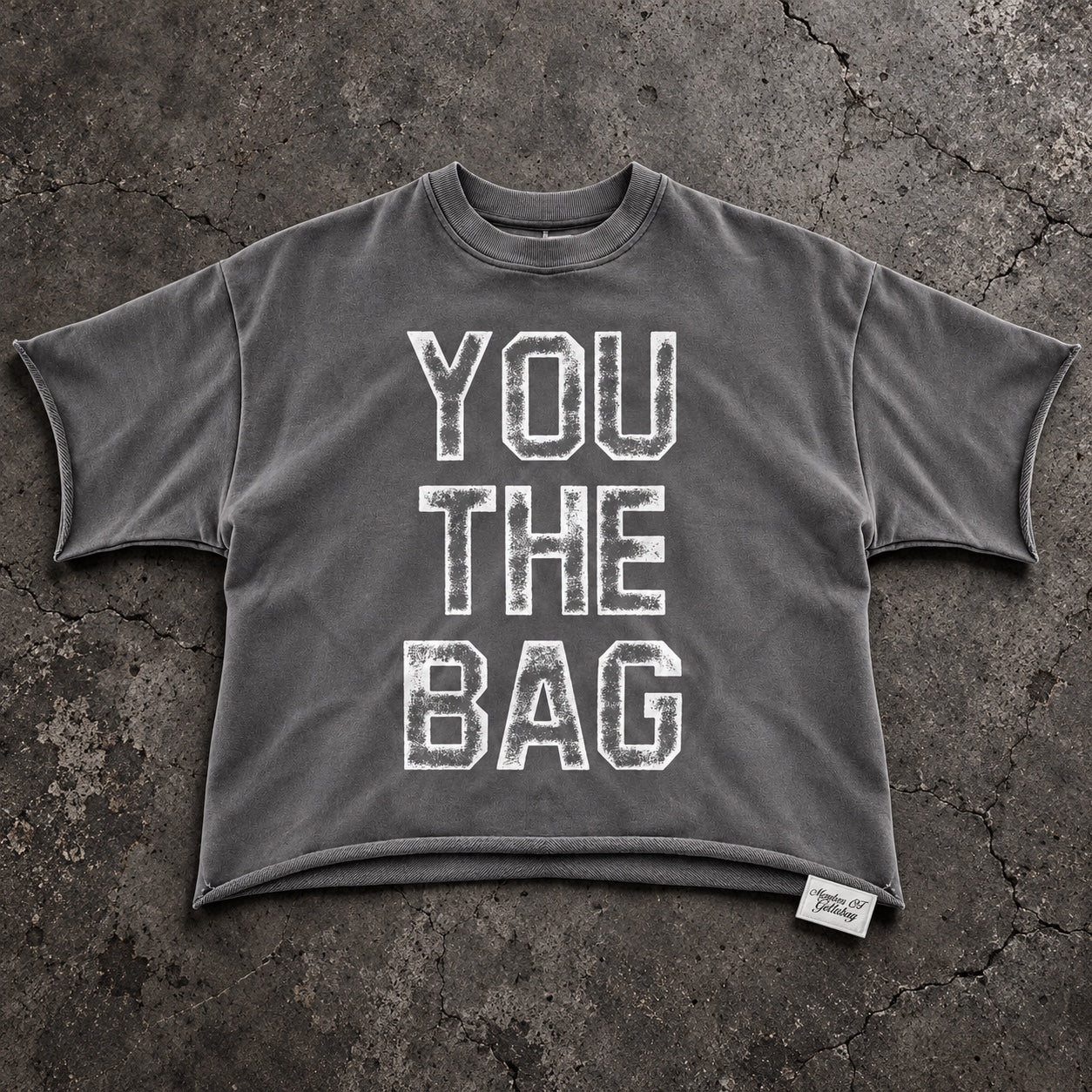 You The Bag Vintage Wash Oversized Tee — Washed Grey