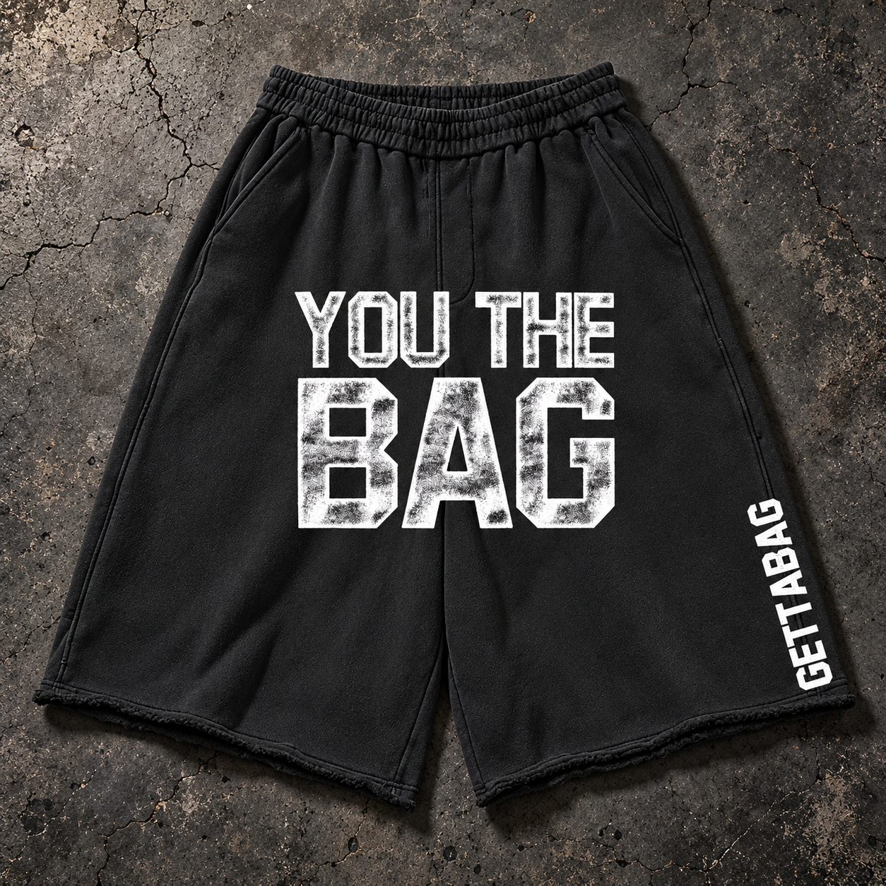 You The Bag Vintage Wash Shorts — Black